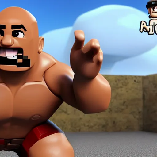 Prompt: dwayne the rock johnson as a roblox character