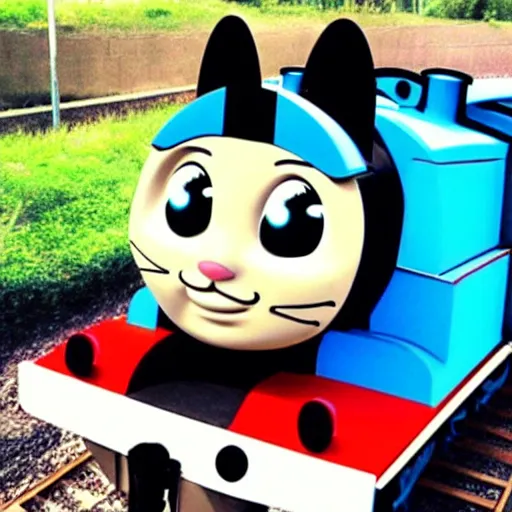 Prompt: “Thomas the train, as a cat, anime style”