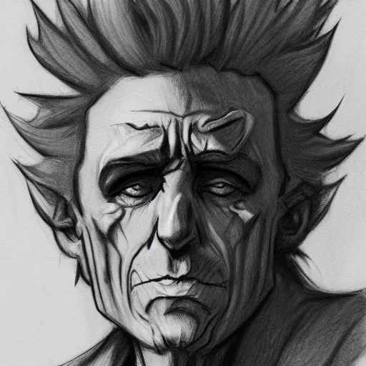 Image similar to rick sanchez fusain charcoal sketch artstation deviant art shinkai