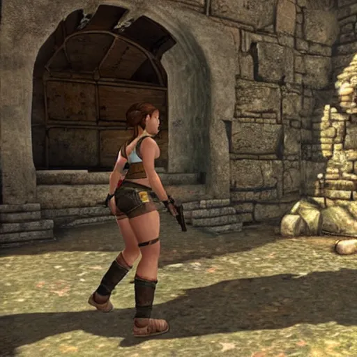 Prompt: a rabbit in the video game tomb raider 2013