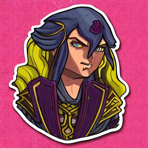 Image similar to a sticker of an aasimar from dungeons and dragons