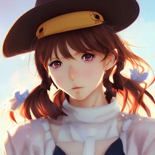 Image similar to anime portrait of a cow girl anime style by Stanley Artgerm Lau, WLOP, Rossdraws, James Jean, Andrei Riabovitchev, Marc Simonetti, and Sakimichan, trending on artstation