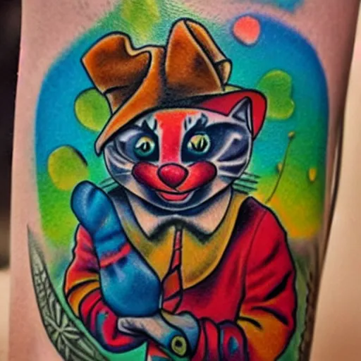 Image similar to clown cat tattoo design