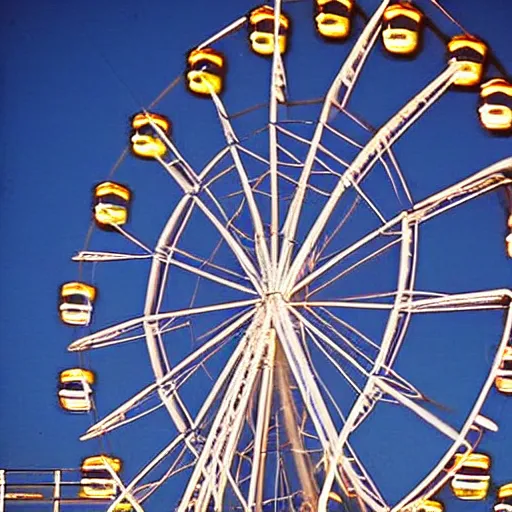 Prompt: cat!! in a ferris wheel, photo