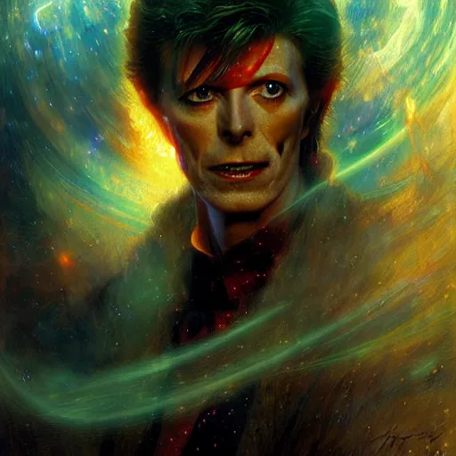 Image similar to david bowie as doctor who, radiant light, caustics, heroic, bright iridescent light, by gaston bussiere, bayard wu, greg rutkowski, maxim verehin