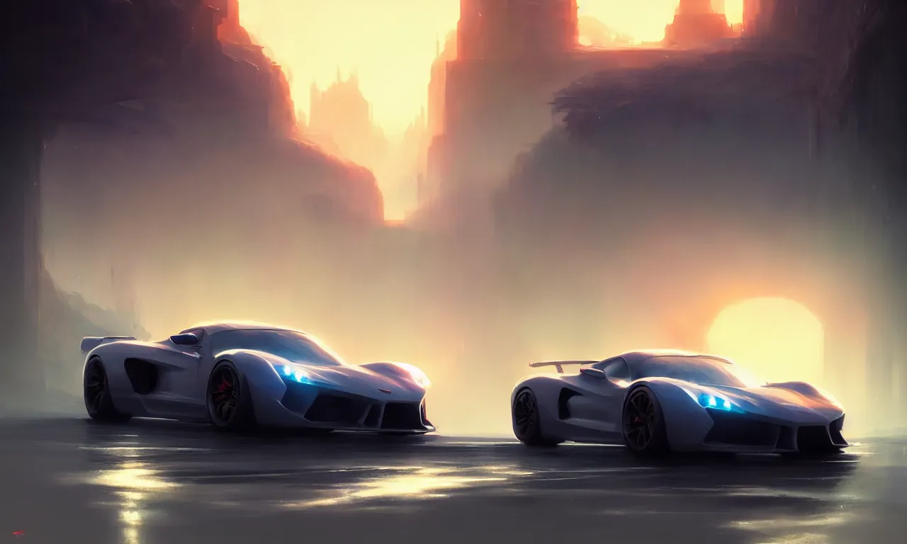 Image similar to Super car, concept art, low angle, high detail, warm lighting, volumetric, godrays, vivid, beautiful, trending on artstation, by Jordan grimmer, art greg rutkowski