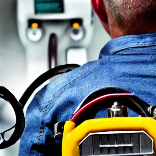 Image similar to a man with engines on his back, diesel engine, gasoline engine, combustion engine