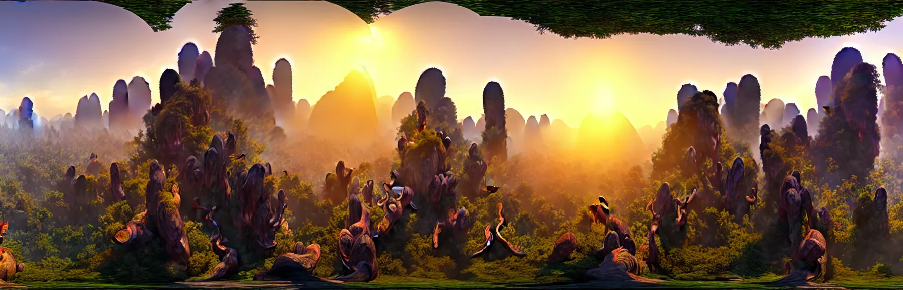 Prompt: a panorama view of a dragon temple in thailand, morning sunlight from top, very detailed. by James Gurney, John Harris, artstation, 4k, unreal engine 5