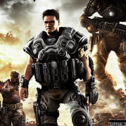 Image similar to Jim Carrey in Gears of War, high quality