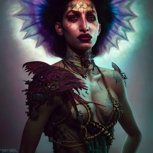 Prompt: portrait painting of iman vellani as a punk fairy, ultra realistic, concept art, intricate details, eerie, highly detailed, photorealistic, octane render, 8 k, unreal engine. art by artgerm and greg rutkowski and charlie bowater and magali villeneuve and alphonse mucha