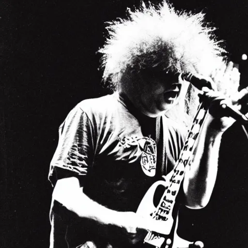 Image similar to the melvins live in concert, 1 9 9 2, buzz osborne, king buzzo, live at lollapalooza 1 9 9 2, vhs quality