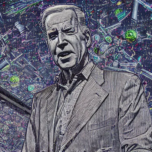 Prompt: everywhere at the end of time by the Caretaker, artwork, Joe biden, 8k, high definition, highly detailed, photo realistic