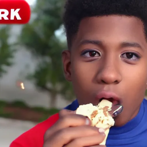 Image similar to YoungBoy never broke again eating ice cream 4K quality super realistic