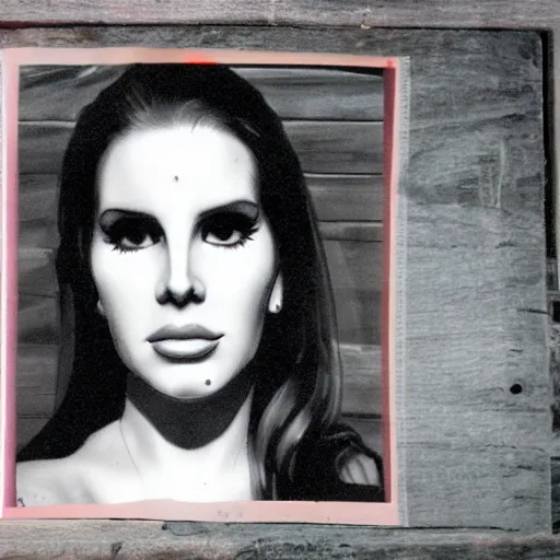 Image similar to trail cam footage of lana del rey, photorealistic, horror