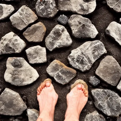 Image similar to bare feet walking over hot coals