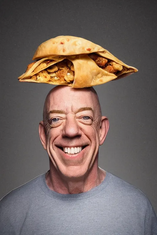 Prompt: 📷 j. k. simmons the samosa, made of food, head portrait, dynamic lighting, 4 k