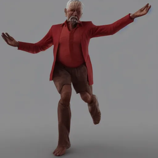 Image similar to old man dancer, full body, hyper realistic, photoreal render, octane render, trending on artstation