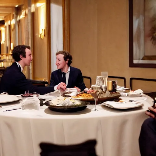 Image similar to Gul dukat eating dinner with Mark Zuckerberg at the four seasons