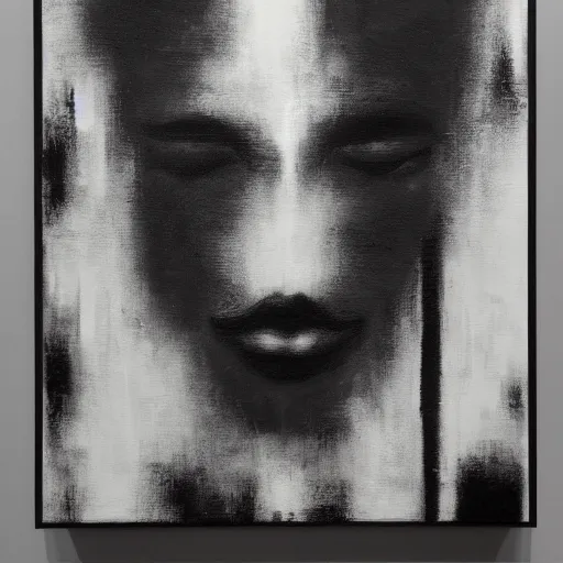 Prompt: a solemn simulacrum, trending on artstation, masterpiece, abstract black and white oil on canvas