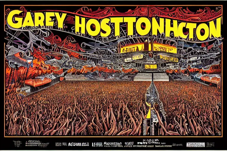 Prompt: concert poster by Gary Houston, extremely detailed.