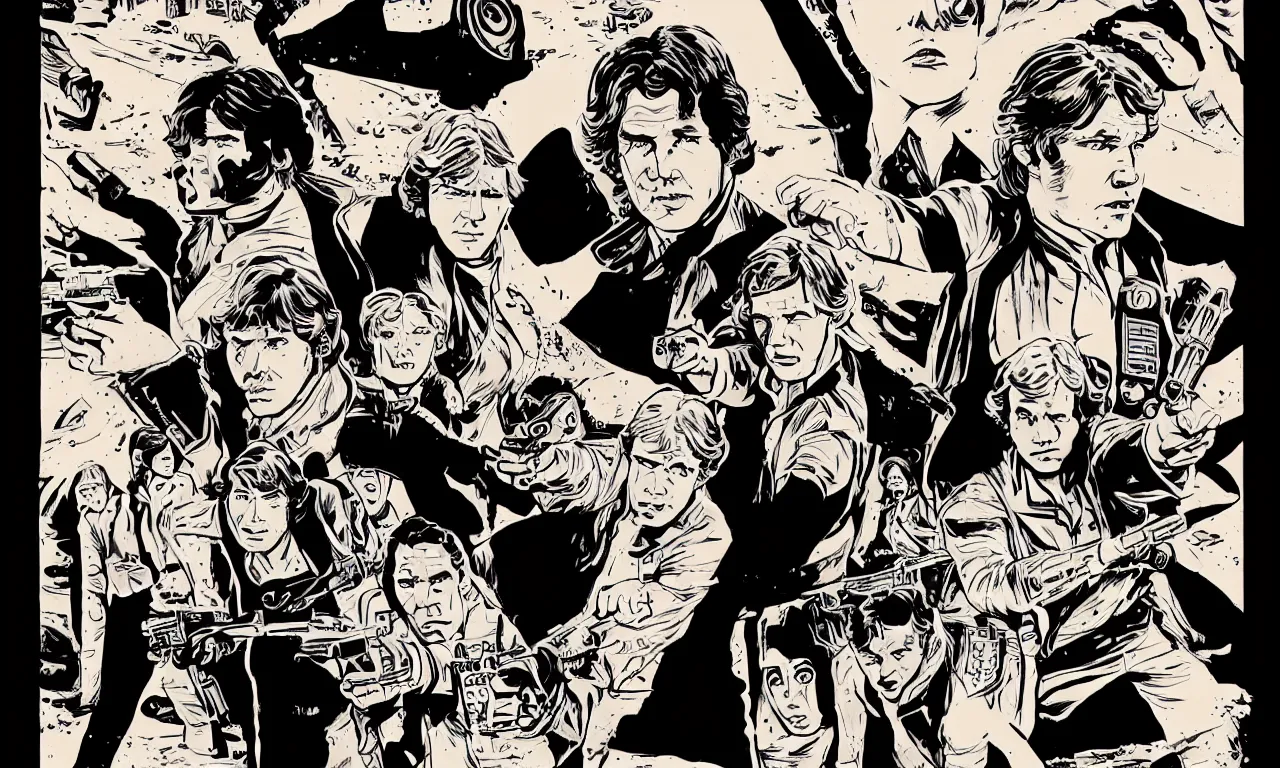 Prompt: han solo, graphic novel style