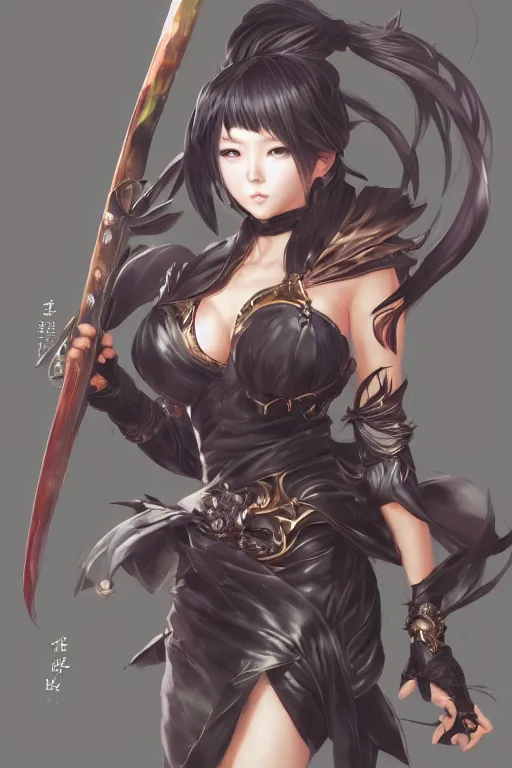 Image similar to a blade and soul concept art of female character on a render by the artist Hyung tae Kim , Jiyun Chae, Joe Madureira, trending on Artstation by Hyung tae Kim, artbook, Stanley Artgerm Lau, WLOP, Rossdraws