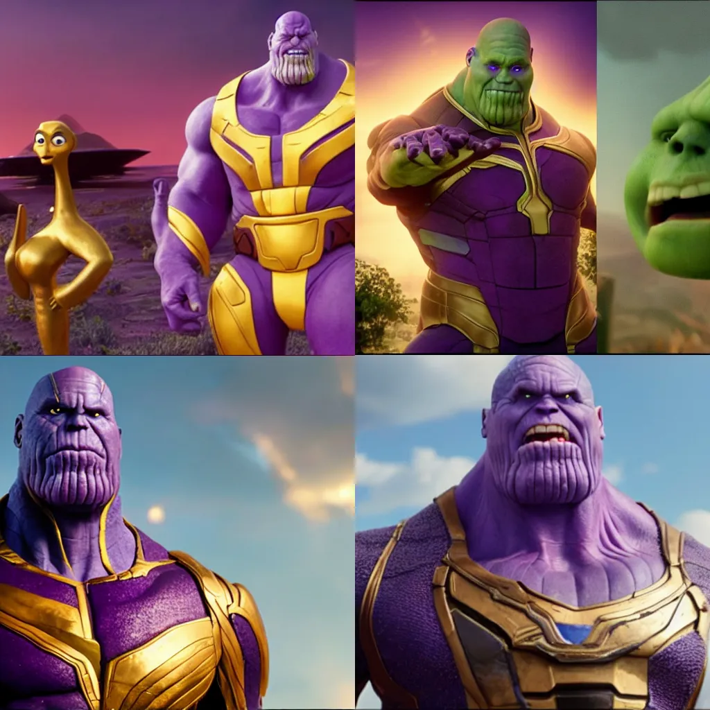 Prompt: Thanos featured in a pixar movie