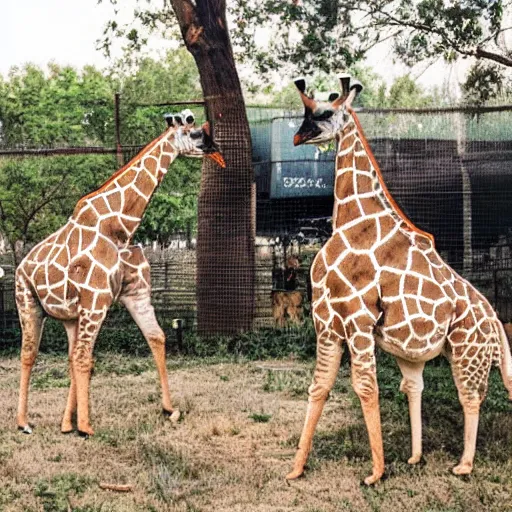 Image similar to a Giraffe-Pug Hybrid, A Giraffe that looks like a pug, huge tusks, afternoon hangout, good times photograph, candid