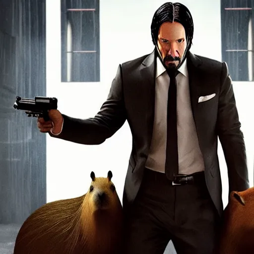 Prompt: john wick but with a capybara