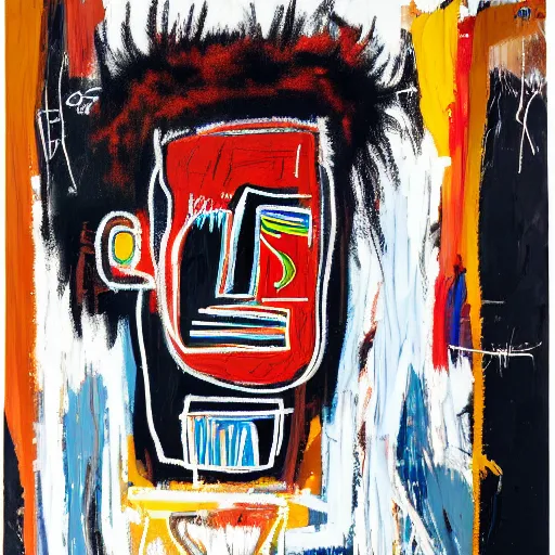 Image similar to A extremely highly detailed majestic hi-res beautiful immaculate head and shoulders painting of a strong black african man by Jean-Michel Basquiat, 8k, high textures, hyper sharp, insanely detailed and intricate, super detailed, 4k HDR high quality