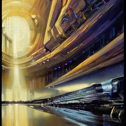 Image similar to detailed face of a cyborg, large hadron collider, dimensional portal, teleportation, wet reflections, prism, atmospheric, ambient, pj crook, syd mead, livia prima, artgerm, greg rutkowski, nick alm, casey baugh