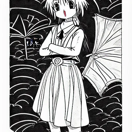 Image similar to a beautiful school girl, Hayao Miyazaki manga style, black and white manga comic, Naoko Takeuchi manga style, shoujo manga