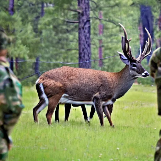 Image similar to a rocket launcher explosive deer military animal beast, huge, powerful, rocket, launcher, scary, anger, rage, canon eos c 3 0 0, ƒ 1. 8, 3 5 mm