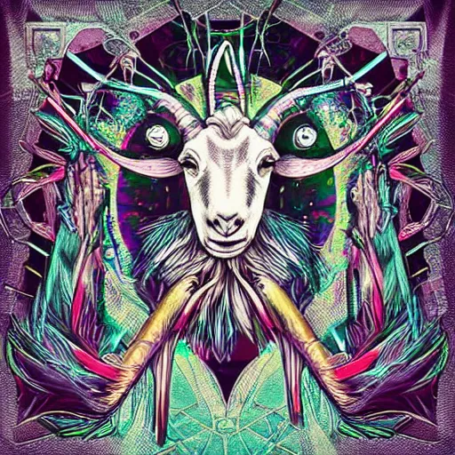 Prompt: Epic Album art cover, dreamcatcher, scream, goat, trending on artstation, award-winning art