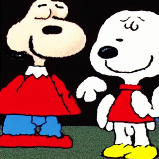Prompt: snoopy with girlfriend, love