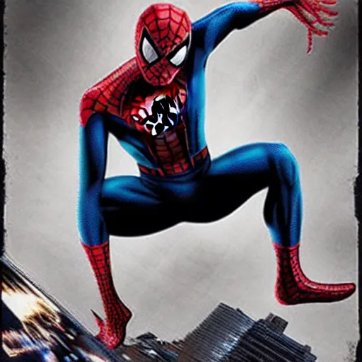 Image similar to an interesting new spiderman concept design by Lee Bermejo, full body