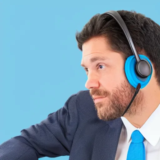 Image similar to stock photo of businessman talking on a headset made out of a blue playdoh