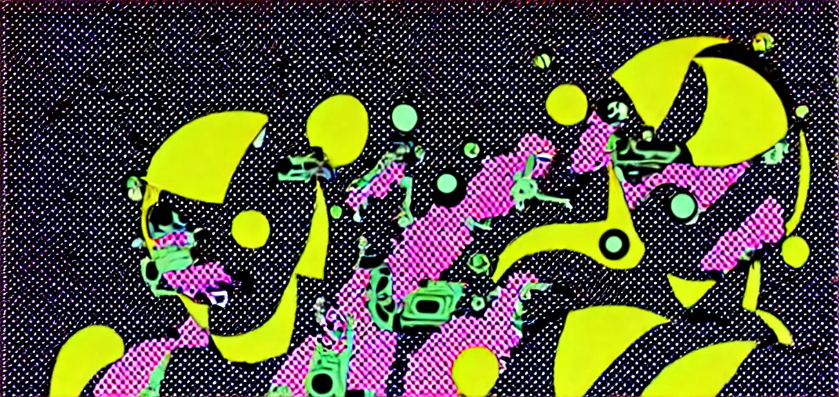 Image similar to ⚠ 👽 💉 ☠ 💢 😱 futuristic japanese cyberpunk by roy lichtenstein, by andy warhol, ben - day dots, pop art, bladerunner, pixiv contest winner, cyberpunk style, cyberpunk color scheme, mechanical, high resolution, hd, intricate detail, fine detail, 8 k