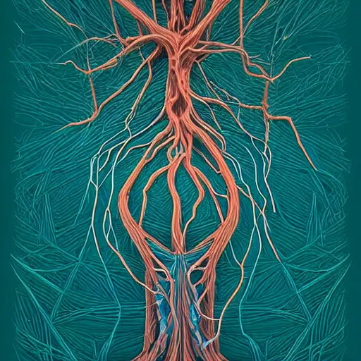 Prompt: digital art, intricate veins and roots by James Jean and by beeple , ultradetailed, trending on artstation,