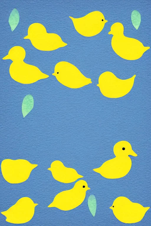 Prompt: minimalist watercolor art of cute rubber ducks on white background, illustration, vector art
