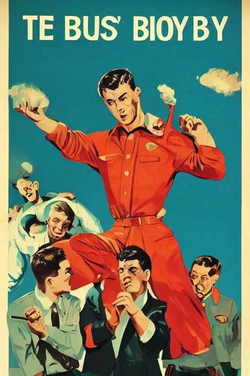 Image similar to the boys, 1 9 6 0 s soviet poster