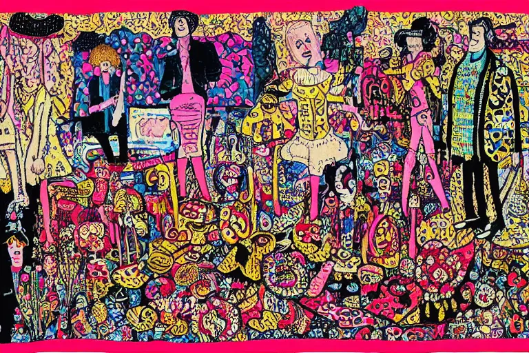 Image similar to cabaret, by grayson perry, intricate tapestry