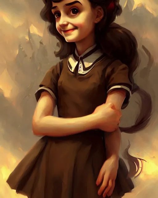 Image similar to cute little anthropomorphic anne frank cute and adorable, pretty, beautiful, dnd character art portrait, matte fantasy painting, deviantart artstation, by jason felix by steve argyle by tyler jacobson by peter mohrbacher, cinema