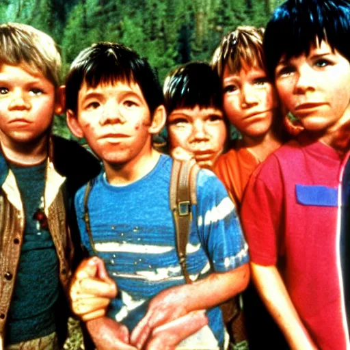 Prompt: the Goonies meet Stand by Me