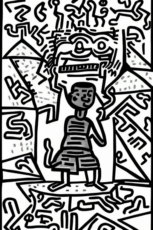 Image similar to Poster illustration of Ja Rule, Keith Haring style