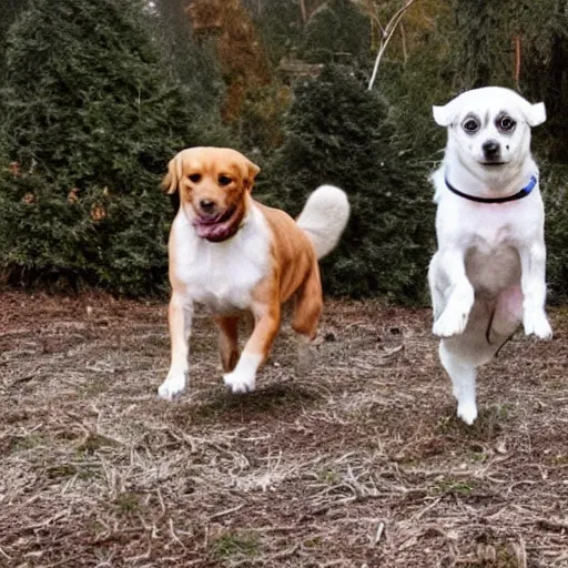 Image similar to Creepy paranormal footage of two dogs levitating