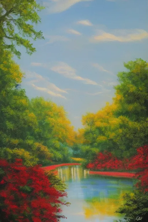 Image similar to bob ross painting of new york central park