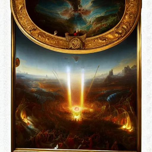 Prompt: alien invasion, epic, magnificent, the last judgement, insanely detailed and intricate, 8 k, fall of the roman empire by thomas cole