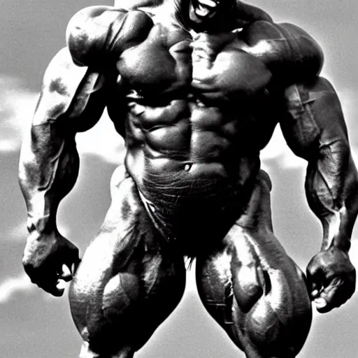 Prompt: king kong with ronnie coleman's physique