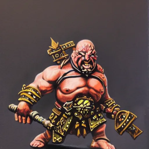 Image similar to chaos dwarf smith from warhammer fantasy : : head and torso oil painting